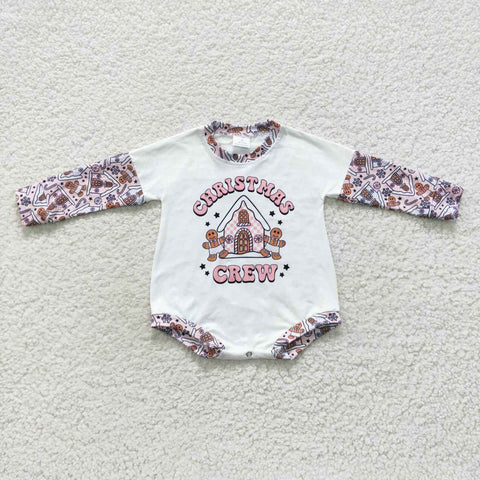 LR0423 Christmas Crew Gingerbread Baby Girl's Romper