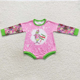 LR0439 Christmas Pink Baby Bubble Girl's Romper