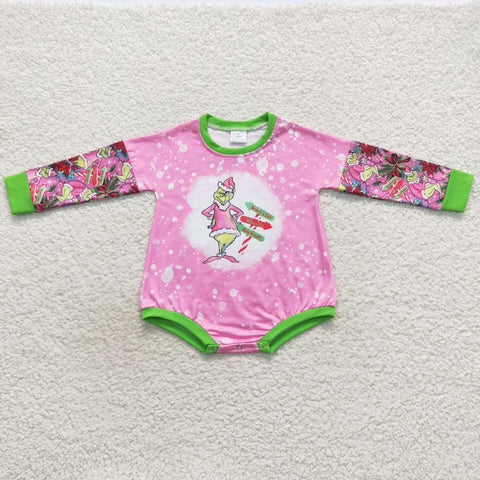 LR0439 Christmas Pink Baby Bubble Girl's Romper