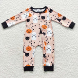 LR0474 Halloween Pumpkin Ghost Baby Zip Sleeper