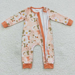 LR0476 Flower Orange Baby Zip Sleeper