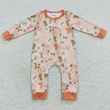 LR0476 Flower Orange Baby Zip Sleeper