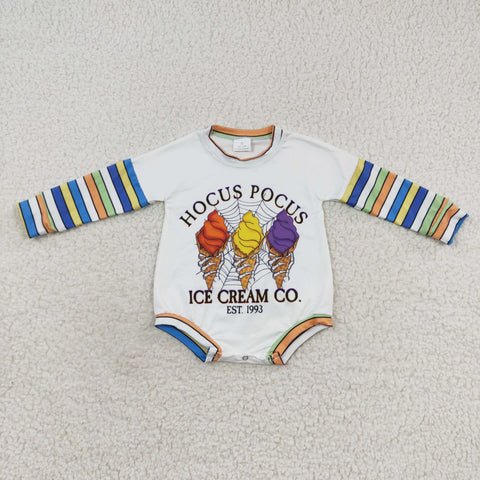 LR0497 Halloween Cream Stripe Baby Girl's Romper