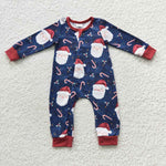 LR0498 Christmas Santa Candy Cane Baby Zip Sleeper