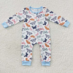 LR0521 Butterfly Blue Baby Zip Sleeper