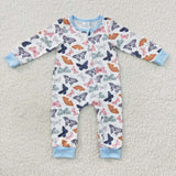 LR0521 Butterfly Blue Baby Zip Sleeper