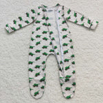 LR0538 Green Truck Baby Zip Sleeper