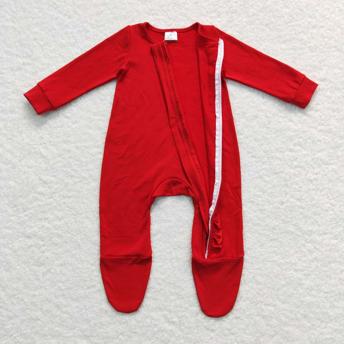 LR0550 Christmas Red Feet Baby Zip Sleeper Girl Ruffle – Amy yu ...