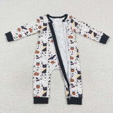 LR0554 Halloween Pumpkin Ghost Baby Zip Sleeper