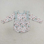 LR0556 Christmas Trees Mint Baby Girl's Bubble Romper