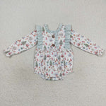 LR0556 Christmas Trees Mint Baby Girl's Bubble Romper