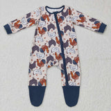 LR0560 Farm Rooster Feet Baby Zip Sleeper