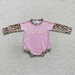 LR0575 Barbie Pink Leopard Baby Girl's Bubble Romper