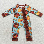 LR0580 Thanksgiving Day Turkey Baby Zip Sleeper