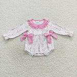 LR0586 Dance Ballet Pink Baby Girl's Bubble Romper