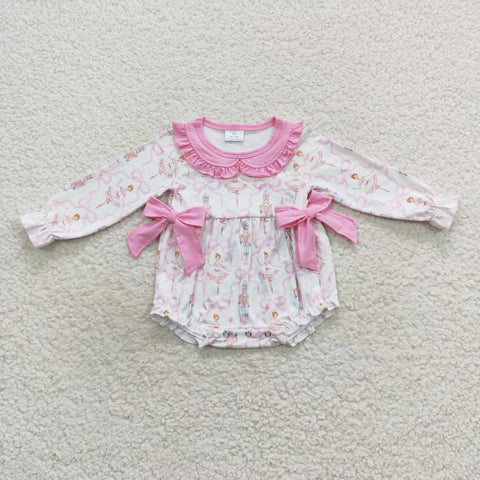 LR0586 Dance Ballet Pink Baby Girl's Bubble Romper