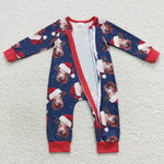 LR0597 Christmas Santa Cow Boy baby zip sleeper