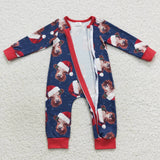 LR0597 Christmas Santa Cow Boy baby zip sleeper