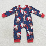 LR0597 Christmas Santa Cow Boy baby zip sleeper