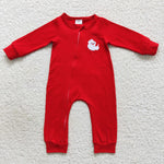 LR0598 Embroidery Christmas Red Santa Boy Baby Zip Sleeper