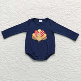 Thanksgiving Embroidery Turkey Kids Sibiling Matching Clothes