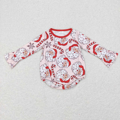 LR0607 Christmas Santa Candy Cane Baby Bubble Romper