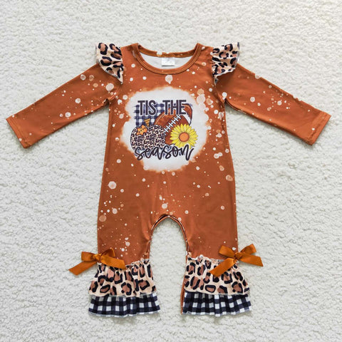 LR0611 TIS THE Season Leopard Baby Girl's Romper