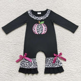 Embroidery Pumpkin Leopard Ruffle Kids Sibiling Matching Clothes