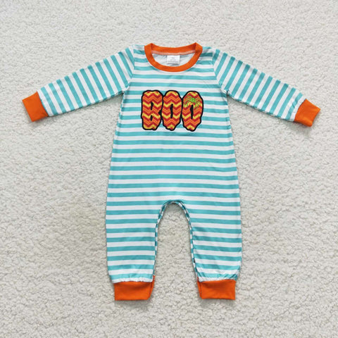 LR0620 Embroidery Pumpkin BOO Baby Boy's Romper