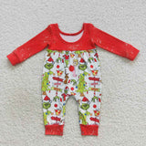 LR0625 Christmas Red Baby Girl's Bubble Romper