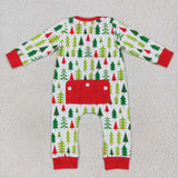 LR0627 Christmas trees baby zip sleeper