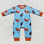 LR0635 Western Cow Baby Boy Romper