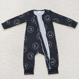 LR0654 Smiley face Black Baby Zip Sleeper