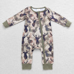Winter Forest Elk Deer Dark Green Kids Sibling Matching Clothes