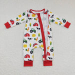 LR0672 Farm Red Boy Baby Zip Sleeper