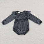 LR0685 Cute Grey Velvet Baby Girl's Bubble Romper