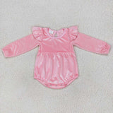 LR0686 Cute Pink Velvet Baby Girl's Bubble Romper