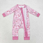 LR0689 Western Pink Boots Baby Zip Sleeper