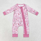LR0689 Western Pink Boots Baby Zip Sleeper