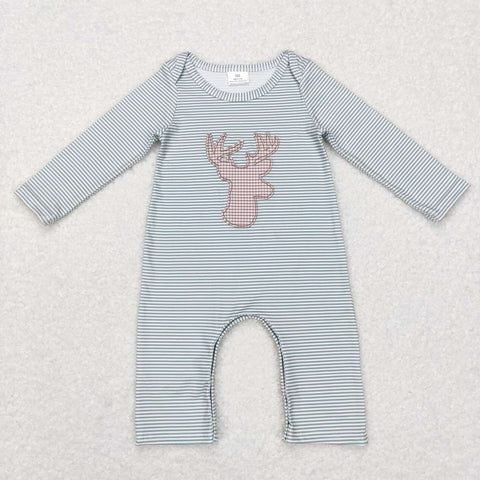 LR0694 Embroidery Hunting Deer Baby Boy Romper