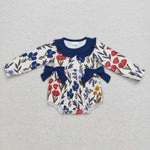 Fall Flower Floral Blue Kids Sibling Matching Clothes