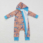 LR0702 Western Cactus Hoodie Baby Zip Sleeper