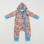 LR0702 Western Cactus Hoodie Baby Zip Sleeper