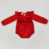 LR0713 Red Velvet Baby Girl's Bubble Romper