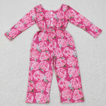 LR0715 Flower Pink Girl's Jumpsuit