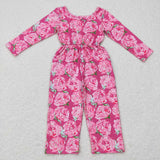 LR0715 Flower Pink Girl's Jumpsuit