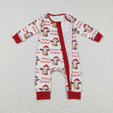 LR0739 Merry Christmas Cow Red  Baby Zip Sleeper