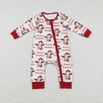 LR0739 Merry Christmas Cow Red  Baby Zip Sleeper