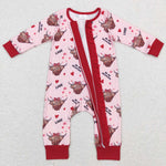 LR0804 Be My Valentine Cow Baby Zip Sleeper