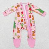 LR0806 Christmas Pink Baby Zip Sleeper Girl